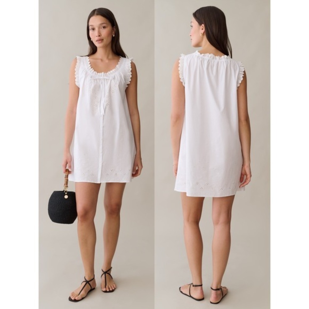 NWT sorella Caroline Eyelet Embroidery Cotton Mini Dress in White - Size XS
